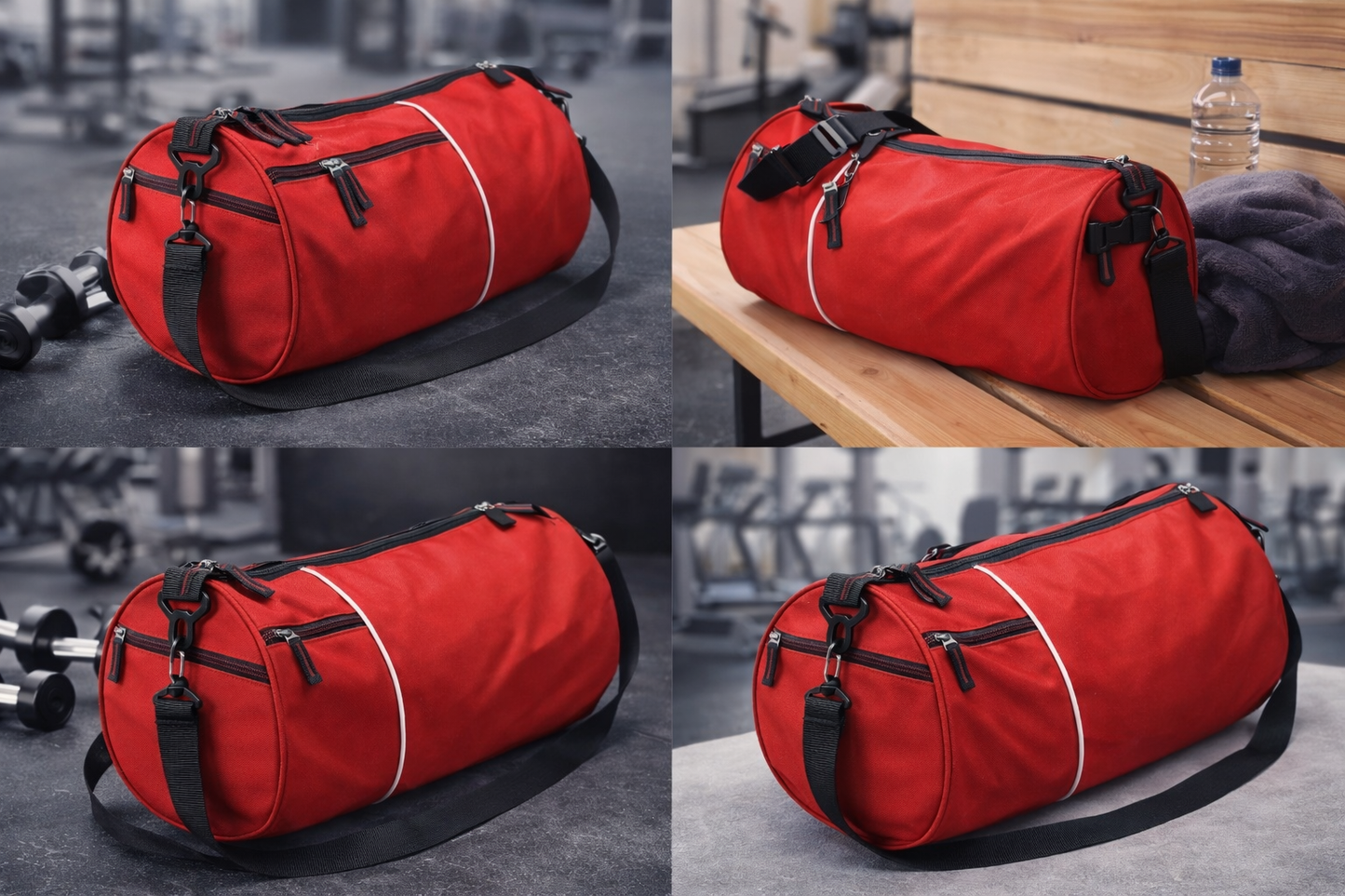 Premium Gym & Travel Duffle Bag – Water-Resistant, Lightweight, Multi-Pocket (Red)
