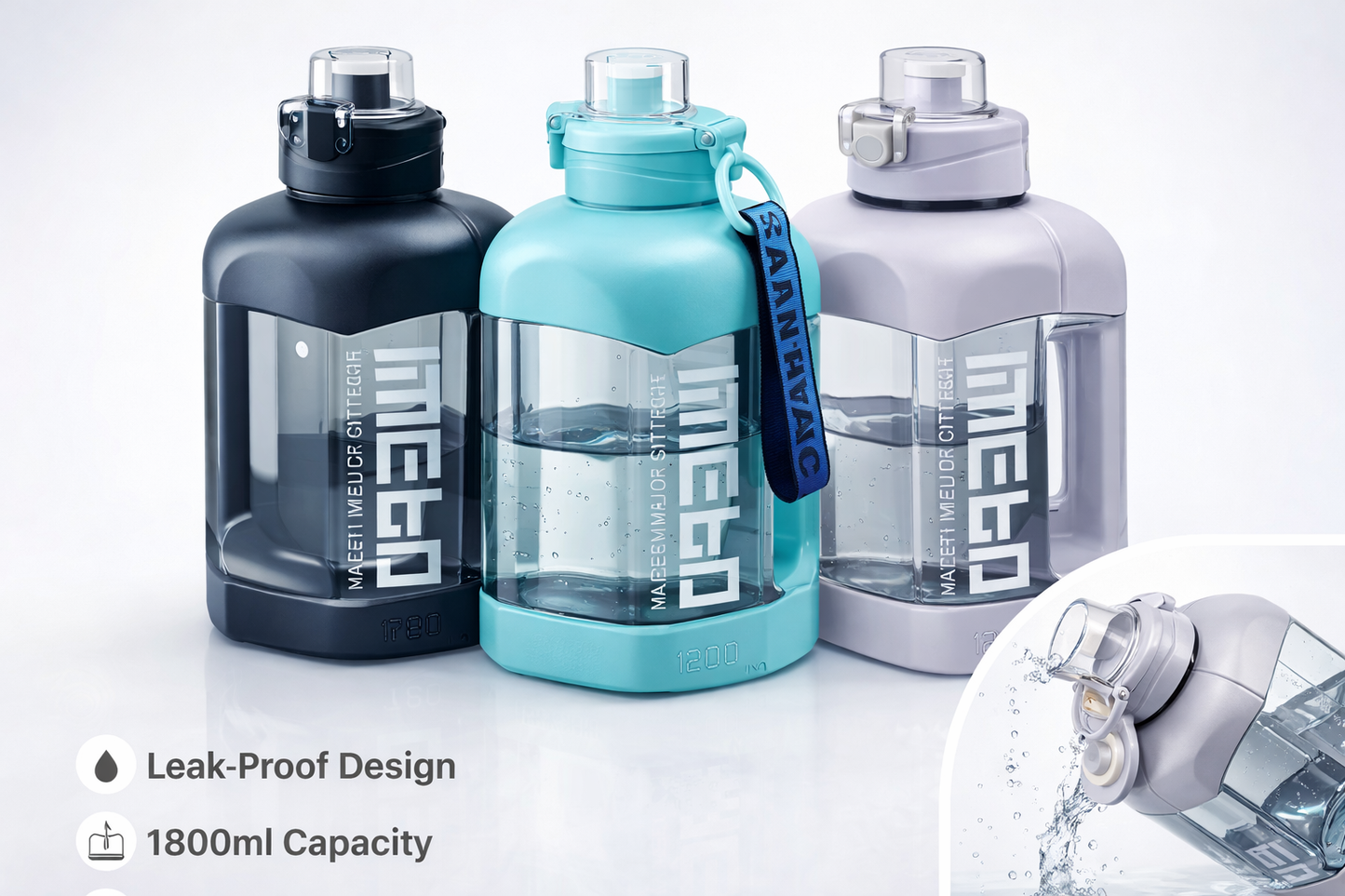 Motivational Water Bottle 2L | Leak-Proof Gym & Fitness Bottle with Time Marker